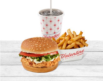 Image de BURGER DE POULET, FRITES ET BREUVAGE 20OZ