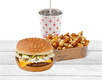 Image de HAMBURGER FROMAGE, POUTINE ET PEPSI 20 OZ