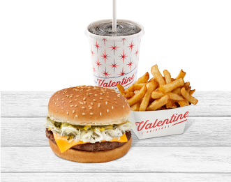Image de HAMBURGER FROMAGE, FRITES ET BOISSONS 20OZ