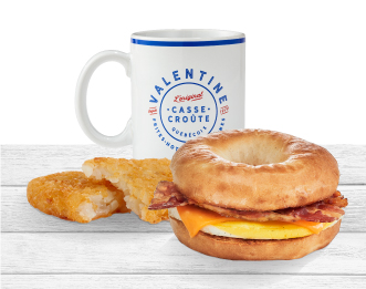 Picture of EGG & BACON ON BAGEL, HASH BROWN & COFFEE TRIO